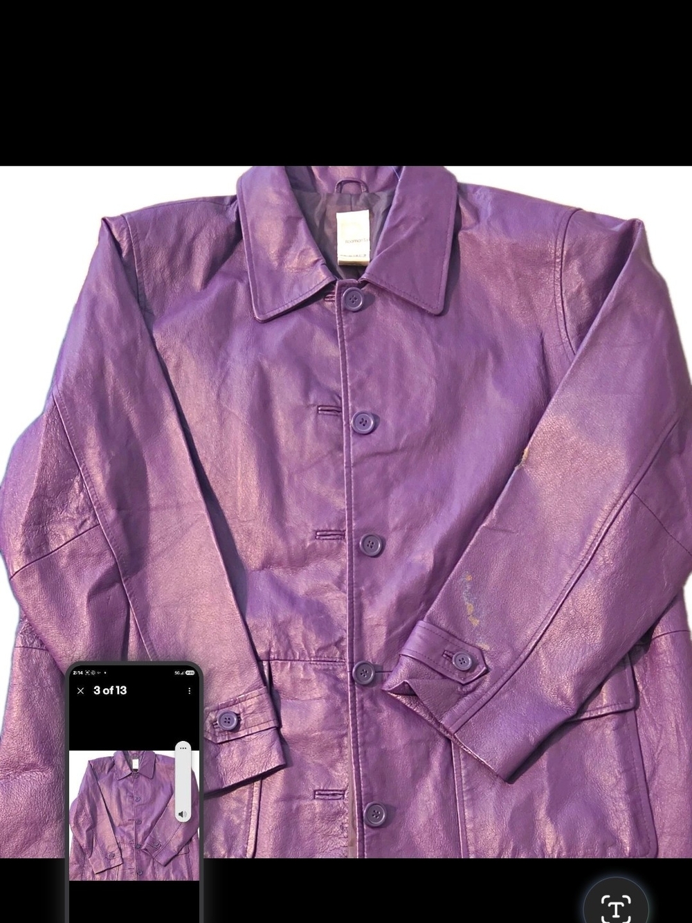 Roaman's Purple Leather Button-Front Jacket - Picture 5 of 13